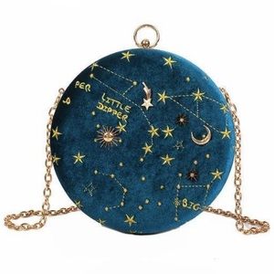 NEW embroidered velvet constellation purse